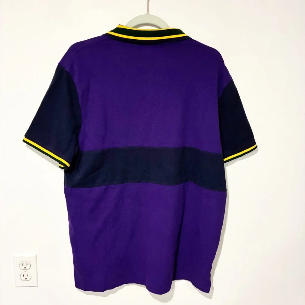 Ralph Lauren Purple & Navy Colorblock Polo with Yellow Crest